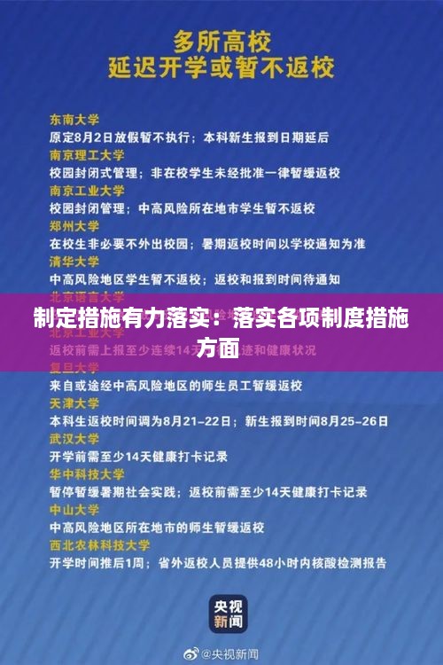 制定措施有力落实：落实各项制度措施方面 