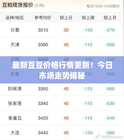 最新豆豆价格行情更新！今日市场走势揭秘